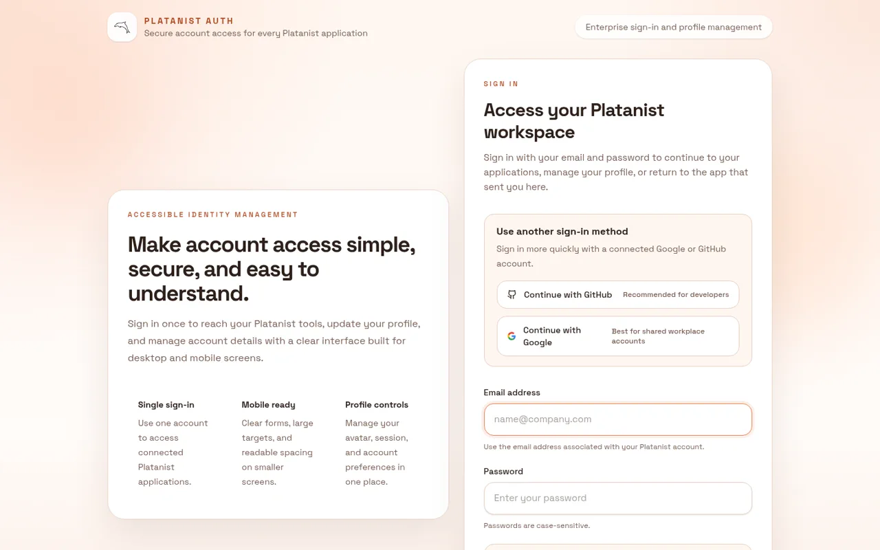Platanist Auth project cover