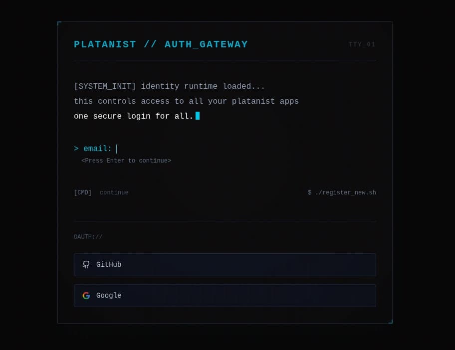 Platanist Auth sign-in screen graphic